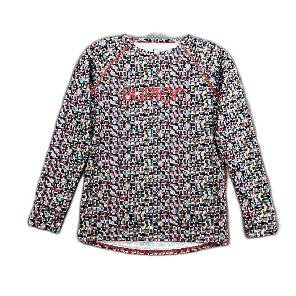 Burton Dryride Base Layer Top Girl Medium Pixelated Print Performance Sportswear